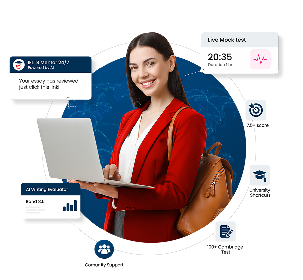 Student with laptop - IELTS learning