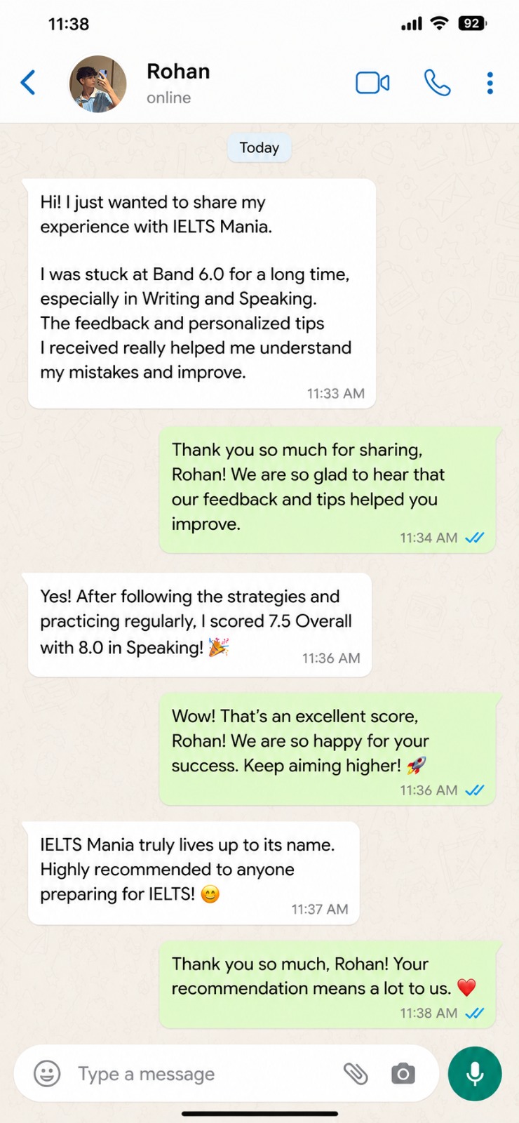 IELTS Mania student testimonial 3